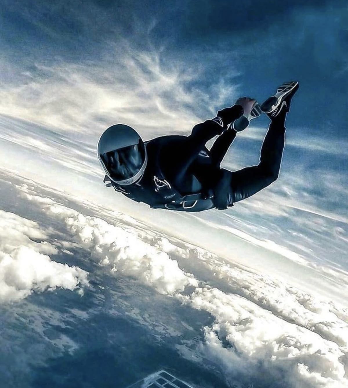 Skydiving over ocean